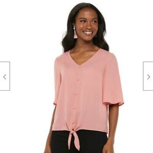 Apt 9 Button Tie Front Top